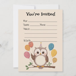 フクロウの誕生日空白の招待状を埋める 招待状