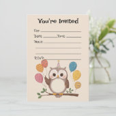 フクロウの誕生日空白の招待状を埋める 招待状 (スタンド正面)