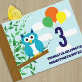 フクロウの誕生日 サンキューカード