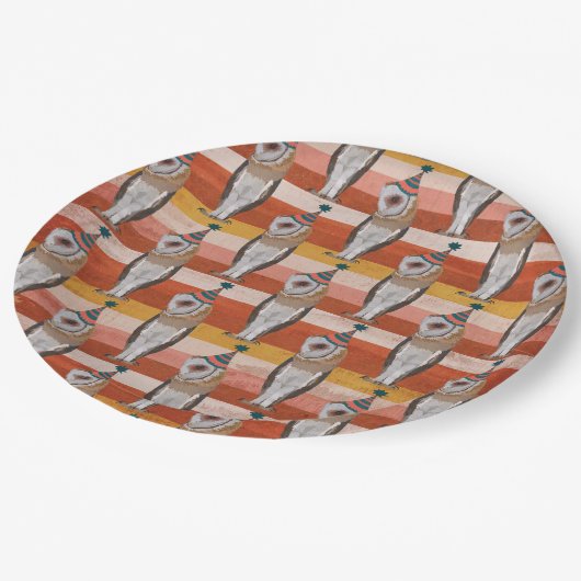 フクロウの誕生日 ペーパープレート (アングル)