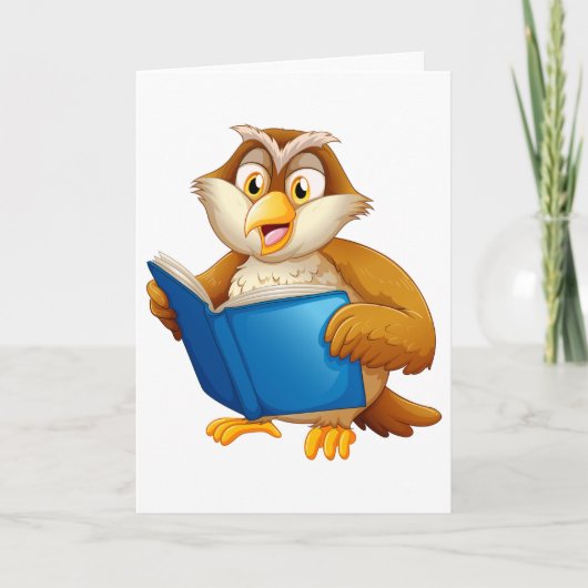 フクロウの読書ブック カード (正面)