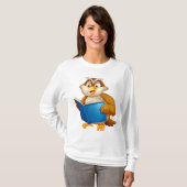 フクロウの読書 Tシャツ (正面フル)