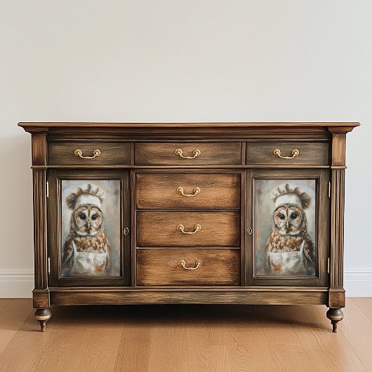 フクロウの調理師を切り離す紙 ラッピングペーパーシート