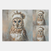 フクロウの調理師を切り離す紙 ラッピングペーパーシート (正面3)