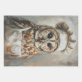 フクロウの調理師を切り離す紙 ラッピングペーパーシート (正面2)