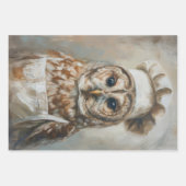 フクロウの調理師を切り離す紙 ラッピングペーパーシート (正面)