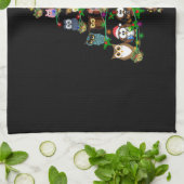 フクロウの贈り物 フクロウ|パインクリスマスシーズン キッチンタオル (折り畳み)