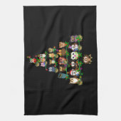 フクロウの贈り物 フクロウ|パインクリスマスシーズン キッチンタオル (縦)