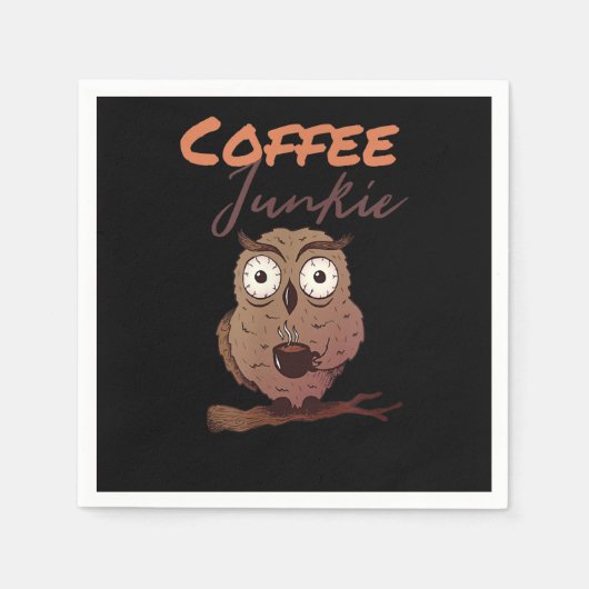フクロウの贈り物 | Coffee Junkie Owl Gift For Owl Lover スタンダードカクテルナプキン (正面)