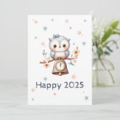 フクロウの赤ちゃんが新年を発表 シーズンカード (スタンド正面)