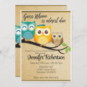 フクロウの赤ちゃんシャワーの招待の時期を推測する 招待状 (正面/裏面)