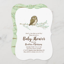 フクロウの赤ちゃんシャワーウッドランドバード 招待状