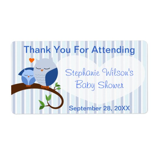 フクロウの赤ちゃんシャワー少年のお気に入りラベル ラベル (正面)
