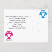 フクロウの赤ちゃんシャワー性別の表示 インビテーションポストカード (裏面)