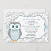 フクロウの赤ちゃんシャワー招きの青い森 招待状 (正面)