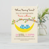 フクロウの赤ちゃんシャワー – 双子の男の子を持っている誰を見る? 招待状 (スタンド正面)