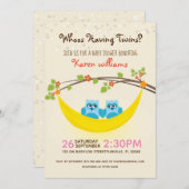 フクロウの赤ちゃんシャワー – 双子の男の子を持っている誰を見る? 招待状 (正面/裏面)