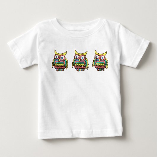 フクロウの赤ちゃんTシャツ ベビーTシャツ (正面)