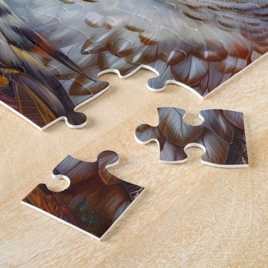 フクロウの超現実的なファンタジーアートの女性 ジグソーパズル (側面)