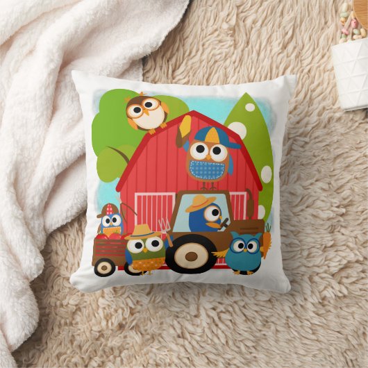 フクロウの農家 クッション (ブランケット)