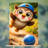 フクロウの遊び時間の鮮やかな縦型保育園の壁のポスター アクリルサイン (ニュートラル)