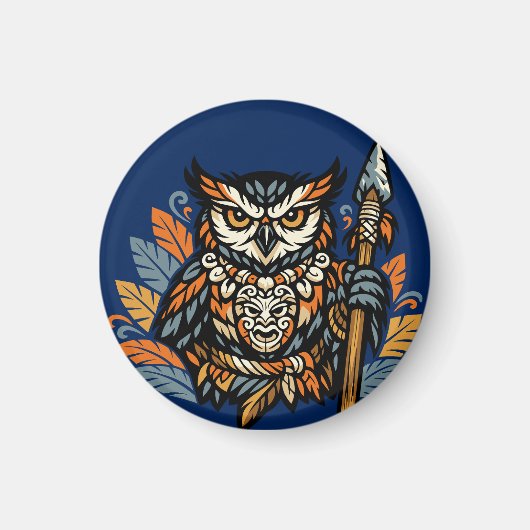 フクロウの部族戦士のギフト マグネット (正面)