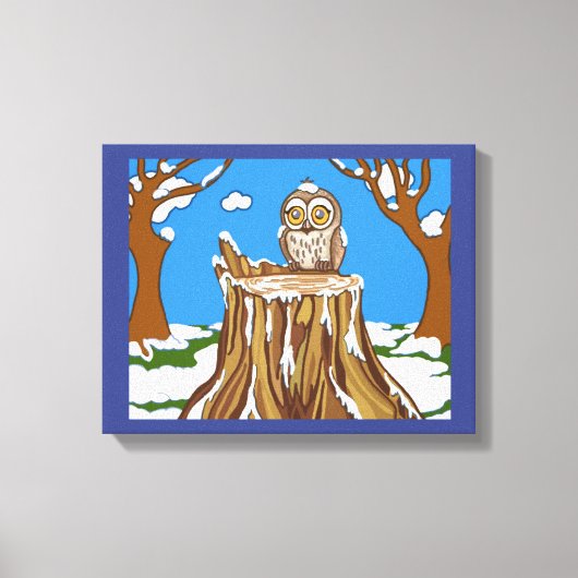 フクロウの雪片 キャンバスプリント (正面)