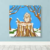 フクロウの雪片 キャンバスプリント (インサイチュ (ウッドフロア))