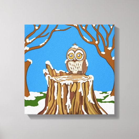 フクロウの雪片 キャンバスプリント (正面)