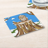 フクロウの雪片 スクエアペーパーコースター (アングル)