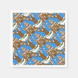 フクロウの雪片 スタンダードカクテルナプキン