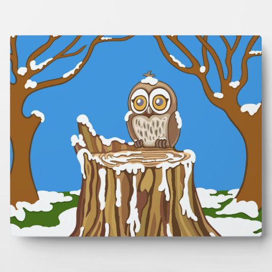 フクロウの雪片 フォトプラーク (正面)