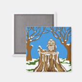 フクロウの雪片 マグネット (正面/裏面)