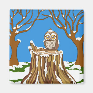 フクロウの雪片 マグネット