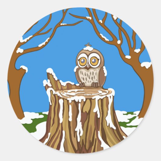 フクロウの雪片 ラウンドシール (正面)