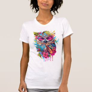 フクロウの頂上「宇宙と一体」 Tシャツ