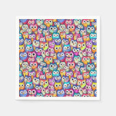 フクロウの顔のドードル模様の漫画の鳥パターン スタンダードカクテルナプキン (正面)