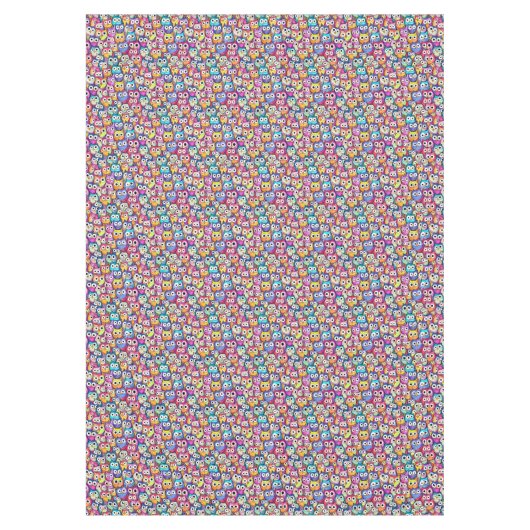 フクロウの顔は鳥の木の葉をダレ模様 テーブルクロス (正面)