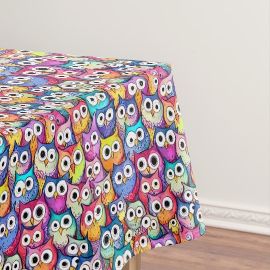 フクロウの顔は鳥の木の葉をダレ模様 テーブルクロス (インサイチュ)