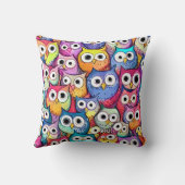 フクロウの顔漫画のドードルフミカルかわいいパターン クッション (裏面)