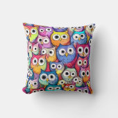 フクロウの顔漫画のドードルフミカルかわいいパターン クッション (正面)