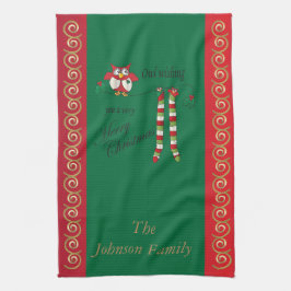 フクロウの願いメリークリスマス キッチンタオル