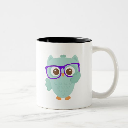 フクロウの飲み物それすべて ツートーンマグカップ (右)