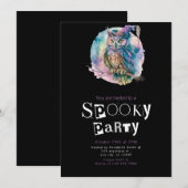フクロウの魔女の帽子パステル スプーキー ハロウィンパーティー 招待状 (正面/裏面)