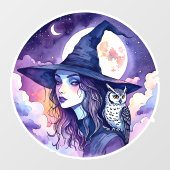 フクロウの魔女 – ハロウィンファンおもしろい2 ウィンドウサイン (シート)