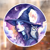 フクロウの魔女 – ハロウィンファンおもしろい2 ウィンドウサイン (シート2)