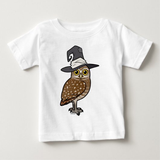 フクロウの魔法使いを掘り進むBirdorable ベビーTシャツ (正面)