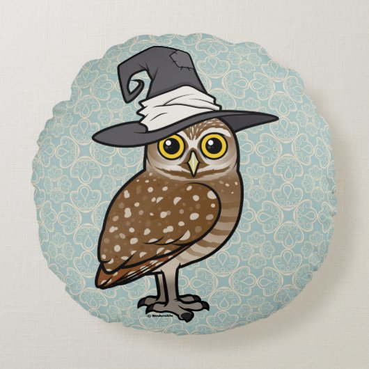 フクロウの魔法使いを掘り進むBirdorable ラウンドクッション (正面)