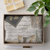 フクロウの鳥のフランスのスクリプトEphemera Decompage 薄葉紙 (ギフト)