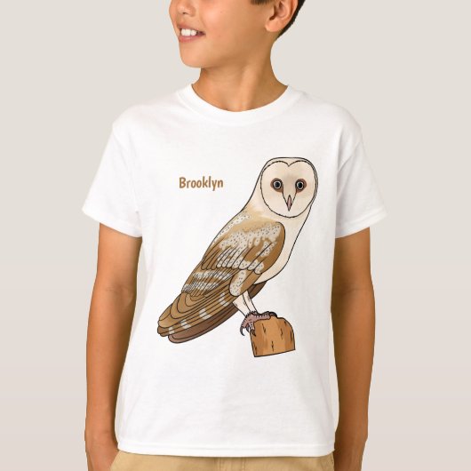 フクロウの鳥の漫画イラスト Tシャツ (正面)